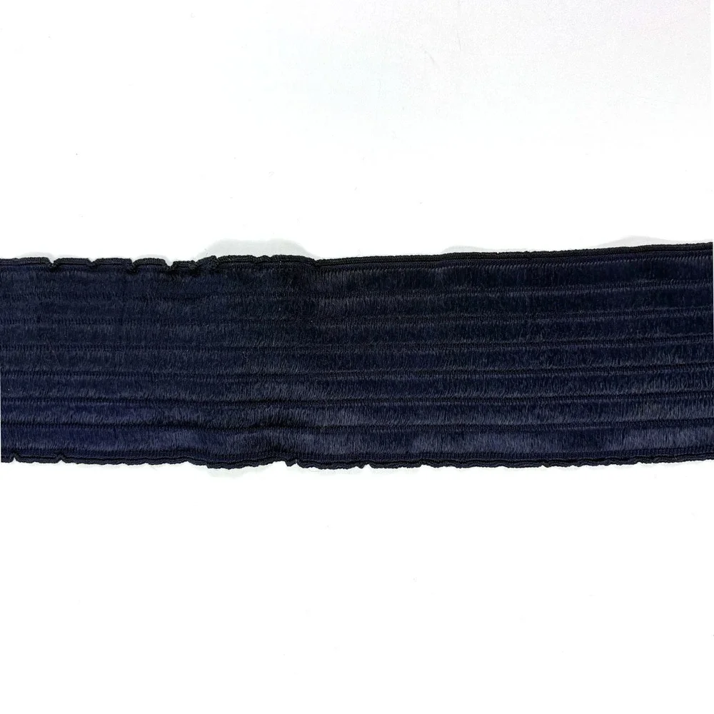VTG 80s Waist Cincher Floral Buckle Belt Gold Hardware Navy Elastic Band‎ Boho
